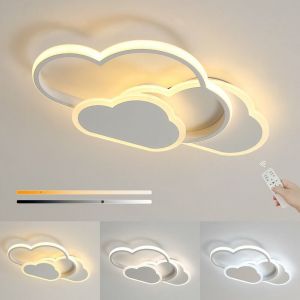 Goeco Plafonnier Nuage,32w Lampe de Plafond led Créatif avec Dimmable Télécommande 3000 6500k 2800lm L42H6cm, éclairage de Dessin Animé pour Salon