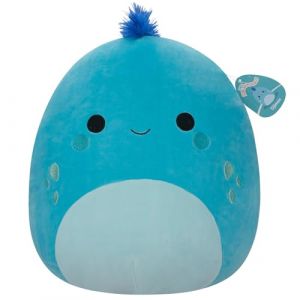 Jazwares Squishmallows Original Peluche de 40 cm- Djimon L'Iguane Cyan aux Cheveux Bleus - Peluche Officielle
