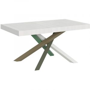 Table Volantis Extensible Dessus Frêne Blanc 90x160 Allongée 420 cadre 4/A couleurs bloquées 9010/6011/7002/7003