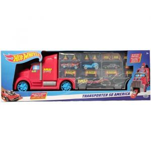 ODS Transporter 50 Hot Wheels Camion Bisarca, Couleur Bleu, 42034