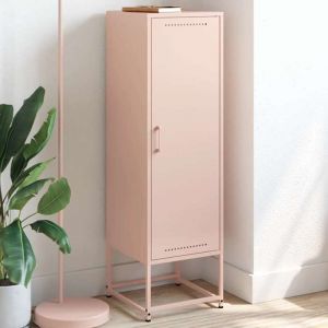 VidaXL Buffet haut rose 36x39x123 cm acier, buffet, placard, armoire latérale, armoire, armoire de rangement, armoire haute, meuble de salon