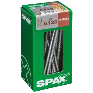 Spax Lot de 24 vis acier tête fraisée bombée torx Diam.6 mm x L.120 mm