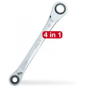 Wiha Cl&eacute; &agrave; cliquet &agrave; anneau double 4en1 r&eacute;versible 10 mm x 17 mm (45421)