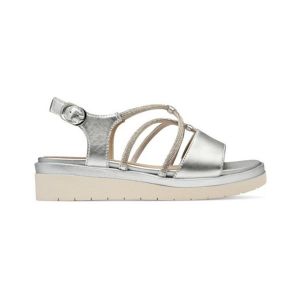 Tamaris Comfort sandales plates femme cuir &eacute;l&eacute;gantes, Silver, 36 EU
