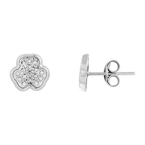 Cleor Puces d'oreilles en or 750/1000 avec diamants - argent&eacute;