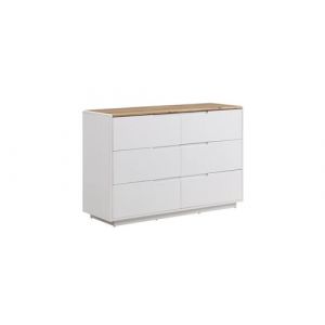 Commode AMANI 6 tiroirs MDF Blanc laqué et C ne