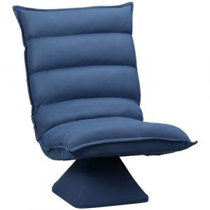 Fauteuil relax grand confort pivotant inclinaison réglable 5 niv. épais garnissage mousse haute densité tissu velours microfibre bleu