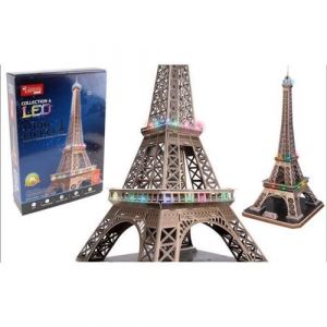 EXPLORA - Tour Eiffel - Puzzles 3D Lumineux - 540050-84 Pièces - Monument Historique - Niveau 6 - sans Colle Ni Ciseaux - Paris - Jeu de Construction - Cadeau - Maquette - À Partir de 8 Ans