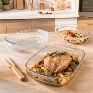 Mathon Set de 3 plats à four rectangulaires en verre borosilicate