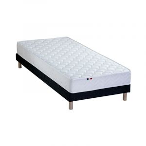 Image de Ensemble Matelas Ressorts Fermes biconiques SPECTRE + Sommier Made in France Dimensions 90 x 190 cm, Sommier Noir