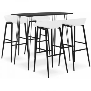 VidaXL Mesa alta y taburetes de bar 5 piezas blanco y negro