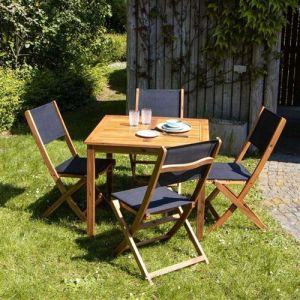 Wilsa Garden Salon de jardin structure carré Acacia T4+C4