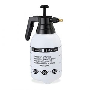 Relaxdays Pulvérisateur à pression, lot de 4, bouteille pulvérisation, pompe, buse laiton réglable 1,5 L, plante jardin, noir