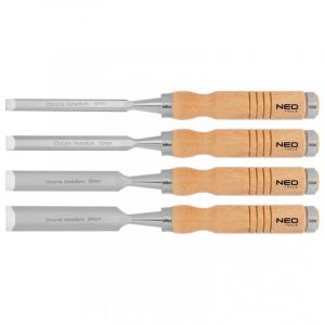 Neo Ciseaux 6, 12, 18, 24 mm, lot de 4, manche en bois