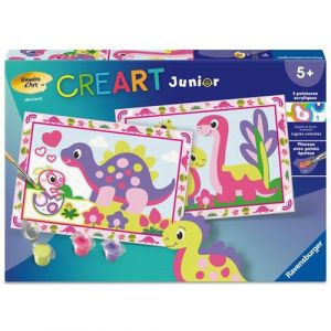 Ravensburger CreArt Junior &ndash; Num&eacute;ro d'Art &ndash; Dinosaures color&eacute;s &ndash; Kit de peinture par num&eacute;ros &ndash; Des 5 ans &ndash; 12023213