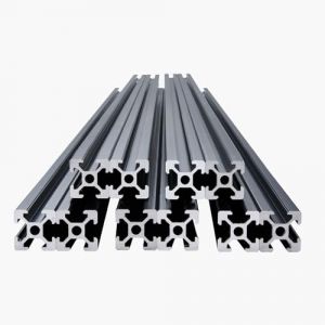 VEVOR Profilés d'Extrusion en Aluminium 2020, Lot de 10, Rail Linéaire Anodisé Norme Européen Rainure en T 1500 mm, Haute Résistance, pour Imprimante 3D, Machine Bricolage CNC, Gravure au Laser, Noir
