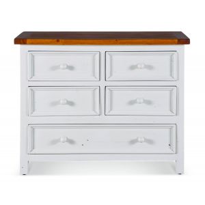 Image de Décoration d'Autrefois Commode 5 Tiroirs Bois Blanc 100x45x80cm