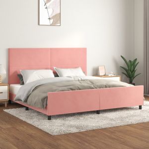 VidaXL Cadre de lit avec tête de lit Rose 200x200 cm Velours Rose