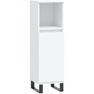 VidaXL Armoire de Salle de Bain, Colonne avec 2 Compartiments et &Eacute;tag&egrave;re, Meuble de Rangement avec Pieds Toilette, Moderne, Blanc Bois d'Ing&eacute;nierie