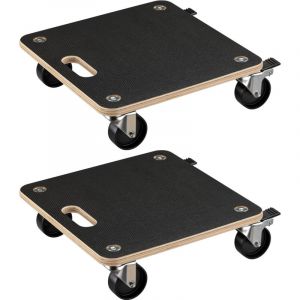 wiltec 2x chariot de transport 380 x 380 x 119 mm, charge maximale 250 kg, plateau en bois avec 4 roulettes pivotantes