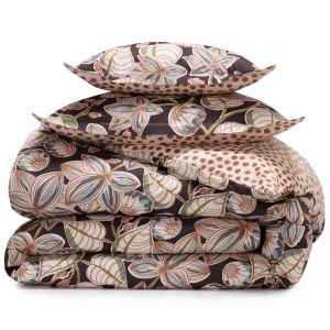 Housse de couette réversible en coton imprimé beige rose DR. GILI