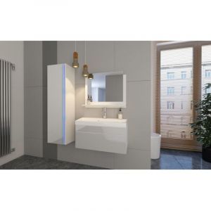 Meublorama - Ensemble meubles de salle de bain blanc collection bird. Colonne, meuble sous vasque, vasque 60cm