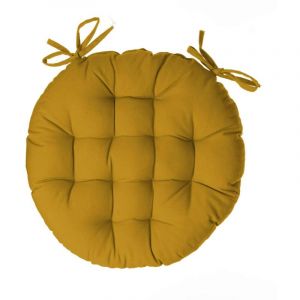Atmosphera Galette de chaise ronde Alix - Diam. 38 cm - Jaune