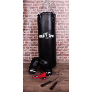 Gorilla Sports Starter Boxe Pack 6 articles - Sac de frappe - Gants de boxe - Corde à sauter - bandes de maintien