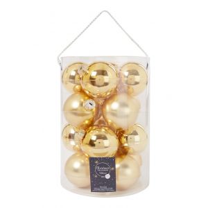 Image de Décoris Lot de 16 boules de Noël en verre 8 cm Doré