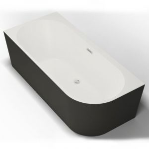 Baignoire semi-îlot Murale CAPRI 180 GAUCHE Noire L. 180 x l. 81 cm, by SPALINA
