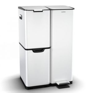 Klarstein Poubelle 60 L (30 L + 17 L+ 13 L) 3 en 1 Tri sélectif Fermeture douce Poubelle de tri en inox