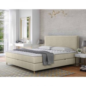Rafaela - lit boxspring - 180x200 - coffres et surmatelas inclus - en velours - Beige