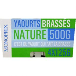 Monoprix Yaourts brass&eacute;s nature - Les 4 pots de 125g