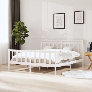 VidaXL Cadre de Lit Bois Massif Blanc 160x200 cm