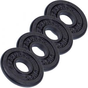 ScSPORTS Jeu de Disques d'Haltères - Set de 2kg, Plaques 4 x 0,5kg, Ø 30/31mm, en Fonte, Noir - Ensemble de Poids d'Haltères, Disques de Fitness, Haltères Longs, Musculation, Fitness à Maison