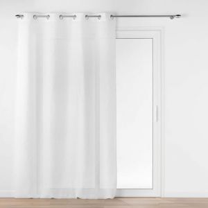 Douceur d'int&eacute;rieur, Voilage &agrave; &OElig;illets (140 x 240 cm) Ophelia Blanc, Tiss&eacute; Jacquard