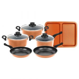 Batteire De Cuisine Anti-Adhésive En Cuivre 9 Pièces Herzberg Hg04838-Cop