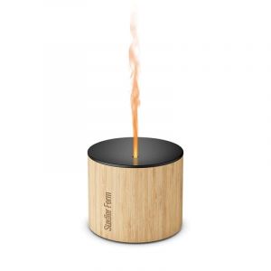 Stadler form Diffuseur d'arômes Nora avec boîtier en bambou et couvercle en aluminium, pour intérieur/extérieur, diffuse huiles essentielles et enchante avec son effet de flammes sans fil jusqu'à 7 h
