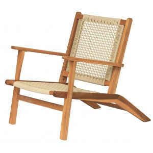Fauteuil interieur exterieur en acacia massif et corde