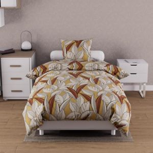 Soleil d'Ocre Parure Housse de Couette Coton 57 Fils 140x200 cm Togo Moutarde