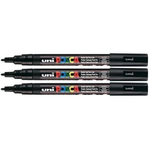 Posca Marqueur PC-3M noir pointe fine Lot de 3 marqueurs