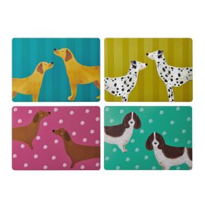 Creative Tops Lot de 4 grands sets de table légers de haute qualité, imprimé chien, antidérapants, résistants à la chaleur et aux taches, dos en liège, faciles à nettoyer, pour cuisine et coin repas