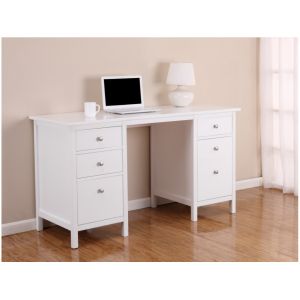 Image de Bureau ALBANE - 4 tiroirs - 1 porte - Pin blanc