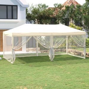 VidaXL Tente de réception pliable avec parois Crème 3x6 m