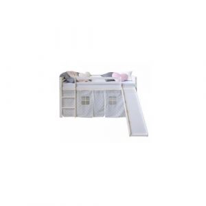 Lit mezzanine 90x200 avec toboggan et echelle et Rideau etoiles