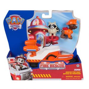 Spin Master Paw Patrol - Pat Patrouille - Véhicule Figurine Zuma Fire Rescue Mission Pompiers - Voiture Figurine À Collectionner - Bouée Sauvetage - Pat Patrouille Jouet - Voiture Enfant - Jouet Enfant 3 Ans Et +