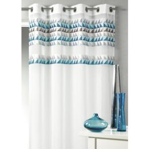 Voilage &agrave; oeillets Anja en &eacute;tamine avec frise aux imprim&eacute;e triangle (140 x 240 cm)