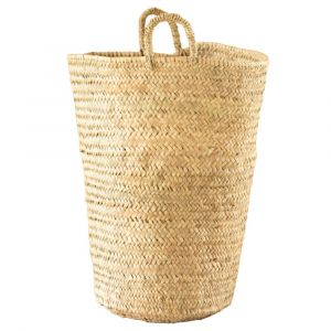 Home maison Grand panier en feuilles de palmier avec anse Naturel 35x55 cm