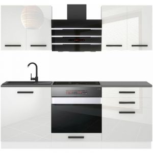 Cuisine Equipee Complete Mary Muebles de Cuisine Complets - 180 cm. Cuisine Complete sans Plan de Travail, Blanc très Brillant - Belini