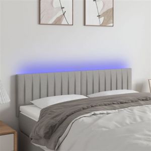 VidaXL Tête de Lit à LED Meuble de Chambre à Coucher Accessoire de Lit Double Tête de Cadre de Lit Intérieur Gris Clair 144x5x78/88 cm Tissu